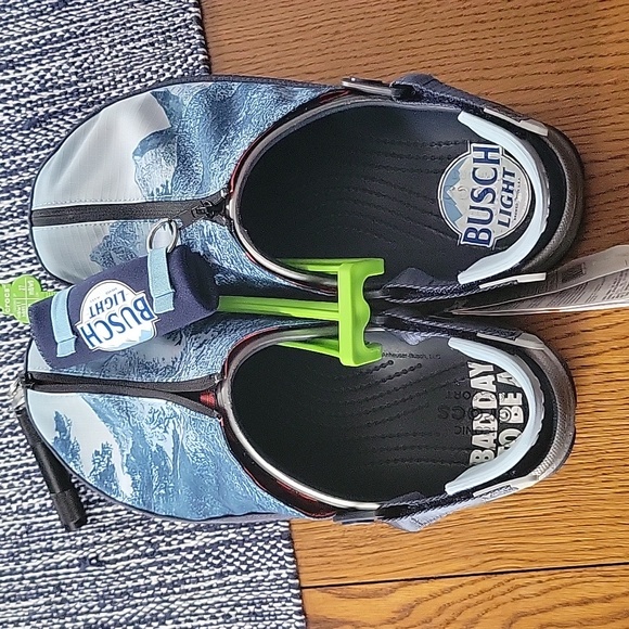 New crocs Busch light clogs with coozie bottle opener and flashlight - Picture 2 of 5